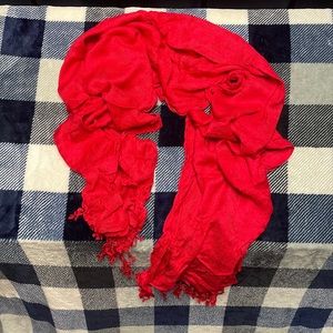 Bright red scarf